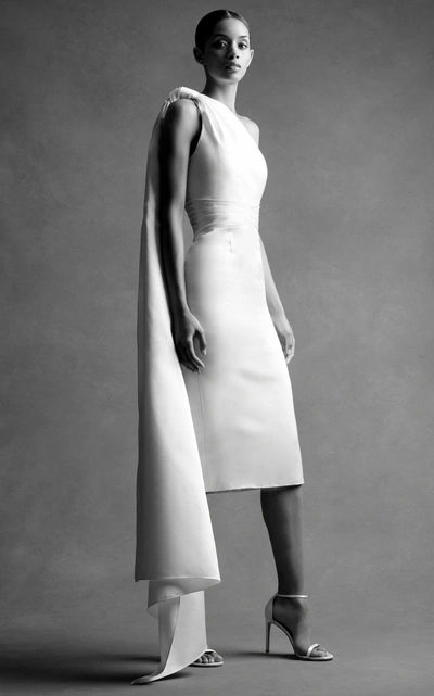 Brandon Maxwell Bridal M'o Exclusive: Mirror Pleated Midi Dress In White