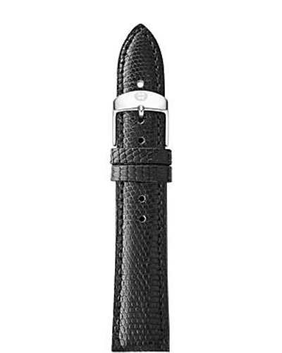 Michele 18mm Genuine Calf Hair Watch Strap In Black