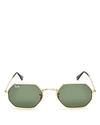 Ray Ban Ray-ban Sunglasses, Rb3556n Octagonal Flat Lenses In Gold/green Solid