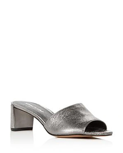Kenneth Cole Women's Nash Leather Mid-heel Slide Sandals In Pewter