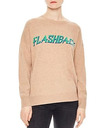 Sandro Childhood Flashback Wool & Cashmere Graphic Sweater In Beige