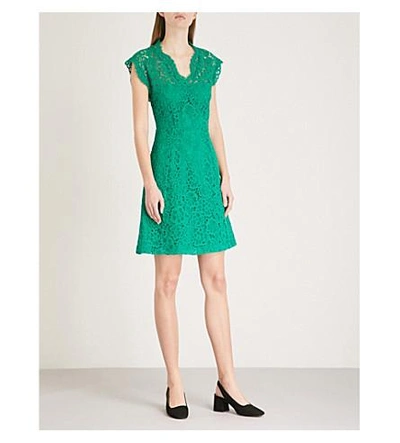 Claudie Pierlot V-neck Floral-lace Dress In Green