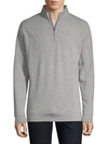 Peter Millar Crown Comfort Interlock Stripe Cotton Blend Quarter Zip Pullover In Light Grey