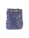 Tory Burch Fleming Leather Bucket Bag - Blue In Black