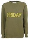 Alberta Ferretti Friday Oversized Intarsia Wool And Cashmere-blend Jumper In Verde Militare