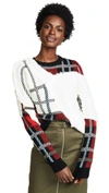 Preen By Thornton Bregazzi Rita Mixed Knit Sweater In Tartan