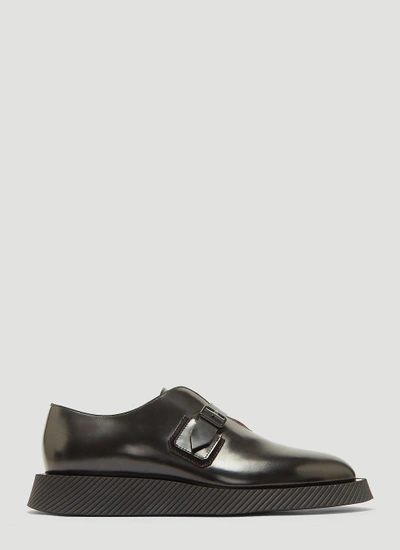 Jil Sander Leather Monkstrap Derby Shoes In Black | ModeSens