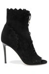 JIMMY CHOO Dei perforated suede peep-toe ankle boots