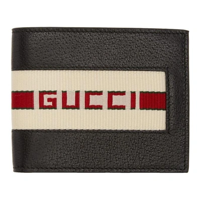 Gucci Stripe Leather Wallet In Black