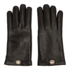 GUCCI GUCCI BLACK LEATHER LOGO GLOVES