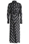 MARC JACOBS PUSSY-BOW STRIPED SATIN MIDI DRESS,3074457345618994255