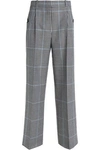 ALEXANDER WANG WOMAN GINGHAM WOOL WIDE-LEG PANTS BLACK,AU 7789028783503679