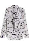 EQUIPMENT WOMAN BRETT PUSSY-BOW PRINTED WASHED-SILK BLOUSE LIGHT GRAY,AU 4230358016151019
