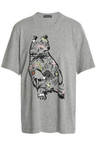 Markus Lupfer Woman Alex Sequin-embellished Printed Cotton-jersey T-shirt Grey