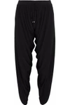 HAUTE HIPPIE WOMAN CROPPED GATHERED CREPE TAPERED PANTS BLACK,US 14693524283535055