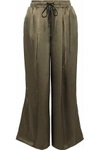 KORAL VELVET-TRIMMED SATIN WIDE-LEG TRACK PANTS,3074457345619082389