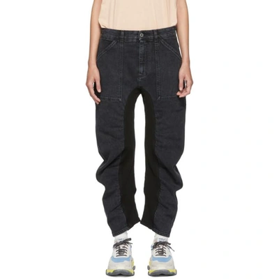 Stella Mccartney Ruched Cropped High-waist Jeans In Black