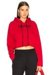 ADAPTATION ADAPTATION EMBROIDERED CROPPED HOODIE IN LIPSTICK CITY OF ANGELS,ADAP-WK8