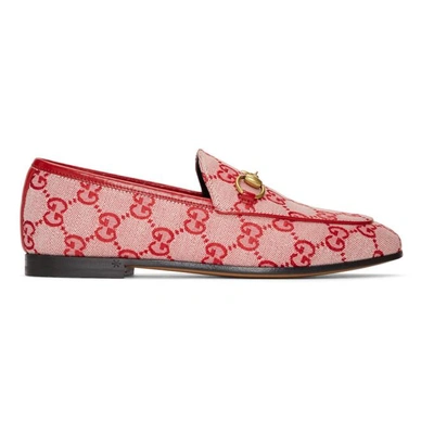 Gucci Jordaan Gg Canvas Loafer In Beige/red