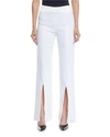 Simkhai Slit-front Satin Straight-leg Pants In Ivory