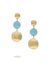MARCO BICEGO 18K GOLD AFRICA LARGE TURQUOISE 3-DROP EARRINGS,PROD213420187