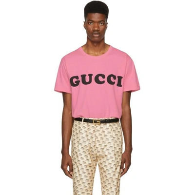 Gucci Vintage Wash Logo T-shirt In Pink