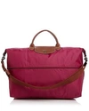Longchamp Le Pliage Expandable Travel Duffel Nylon Weekender In Dahlia/gunmetal