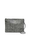 Mcm Crossbody Pouch In Visetos Original In Phantom Gray/silver