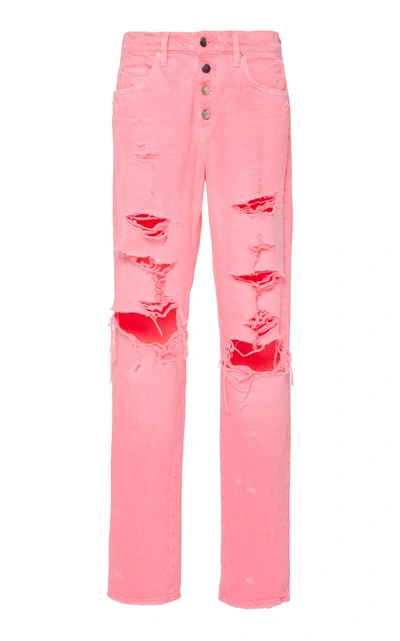 Amiri Slouch Destroyed Jeans In Pink