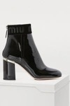 MIU MIU PATENT LEATHER ANKLE BOOTS,5T154C LXN F0002