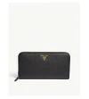 PRADA WOMENS BLACK LOGO SAFFIANO LEATHER CONTINENTAL WALLET