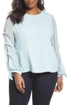 VINCE CAMUTO TIERED TIE CUFF CHIFFON BLOUSE,9228094