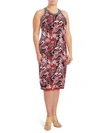 RACHEL ROY Plus Knit Floral Sheath Dress,0400098848255