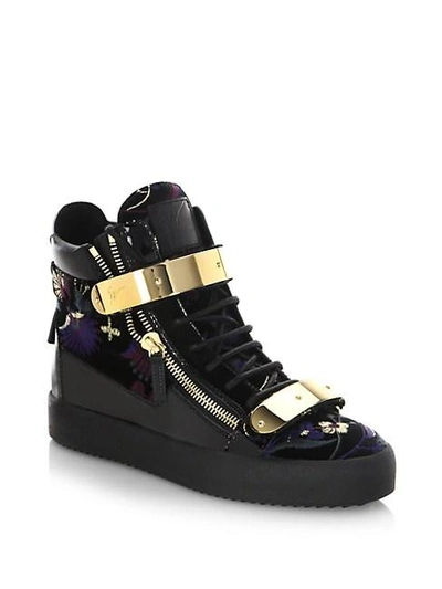 Giuseppe Zanotti Embroidered High-top Sneakers In Black