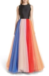 CAROLINA HERRERA COLORBLOCK TULLE GOWN,P1811N716NTU