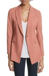 Theory Essential One-button Stretch-wool Jacket In Pink Russet