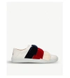 GUCCI NEW ACE VELVET-BOW LEATHER TRAINERS