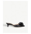 CHARLOTTE OLYMPIA BOW-FRONT LEATHER KITTEN-HEEL MULES