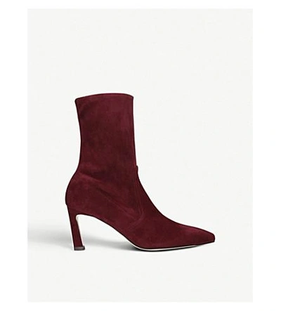 Stuart Weitzman Red Suede Ankle Boots In Wine