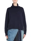 SACAI Plisse-Back Wool Turtleneck Sweater