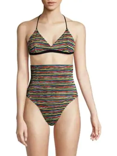 Missoni Striped 3-piece Bikini Top, Bottom & Bag Set In Multi