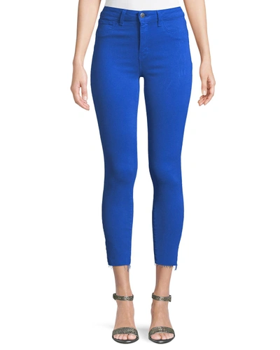 L Agence Margot High-rise Skinny Jeans W/ Unfinished Hem In Bright Blue
