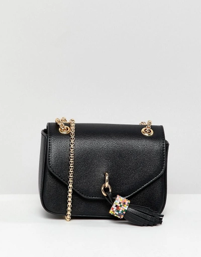 Dune Evening Bag With Tassel Detail And Chain Strap - Black