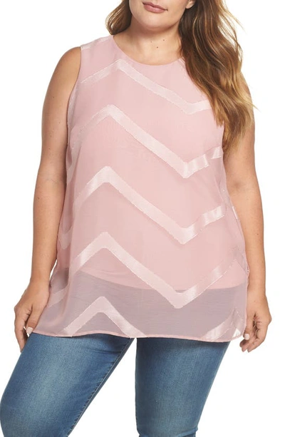 Vince Camuto Sheer Chevron Tunic In Pink Fawn