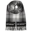 OFF-WHITE BLACK CHECKED WOOL-BLEND SCARF