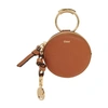 CHLOÉ ALPHABET MINI BROWN LEATHER COIN PURSE