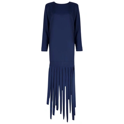 Carmen March Navy Crepe De Chine Midi Dress