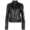 OFF-WHITE BLACK PRINTED LEATHER BIKER JACKET