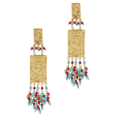 Soru Jewellery Treasure Festa 18ct Gold-plated Drop Earrings In Multicoloured