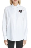 VALENTINO LOVE STORY EMBROIDERED HEART POPLIN BLOUSE,QB2AB11N1M1